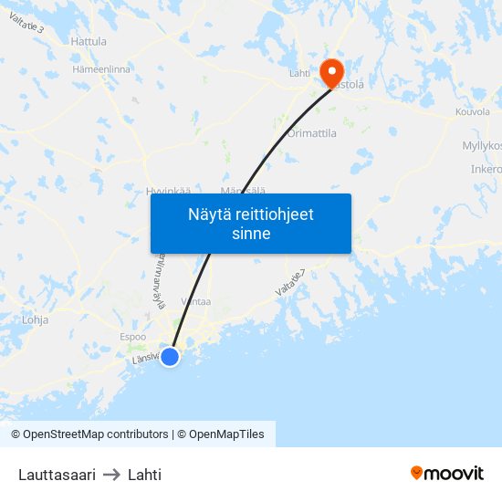 Lauttasaari to Lahti map