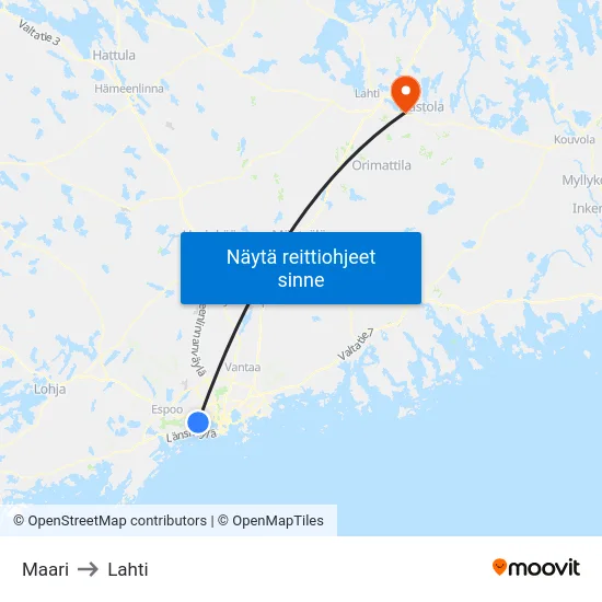 Maari to Lahti map
