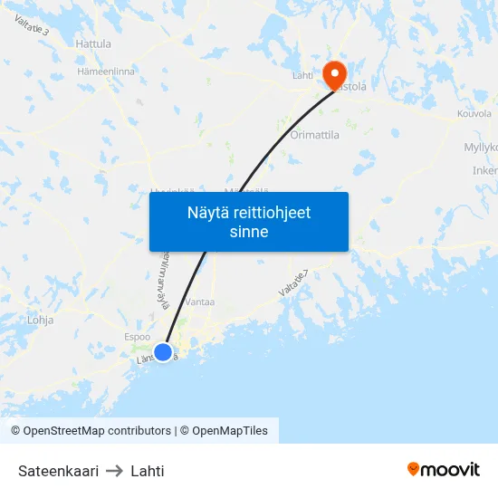 Sateenkaari to Lahti map