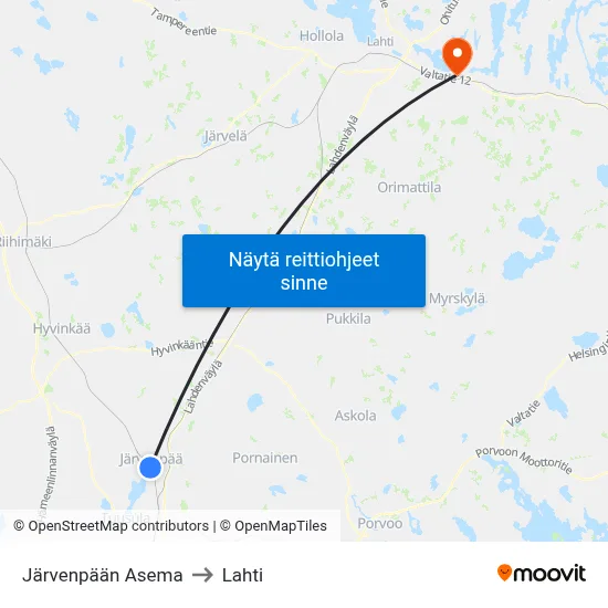 Järvenpään Asema to Lahti map