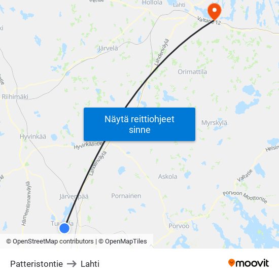 Patteristontie to Lahti map