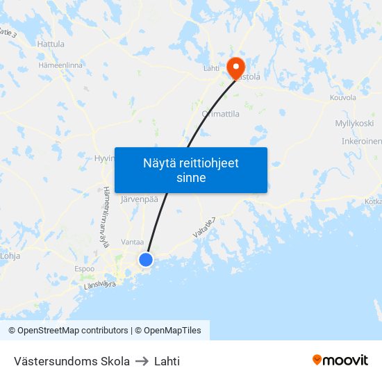 Västersundoms Skola to Lahti map