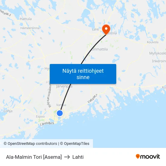 Ala-Malmin Tori [Asema] to Lahti map