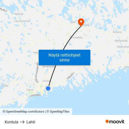 Kontula [Ostari] to Lahti map