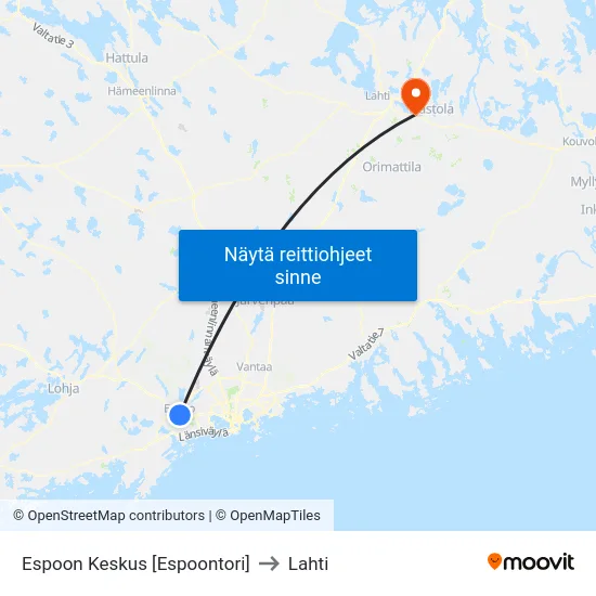 Espoon Keskus [Espoontori] to Lahti map