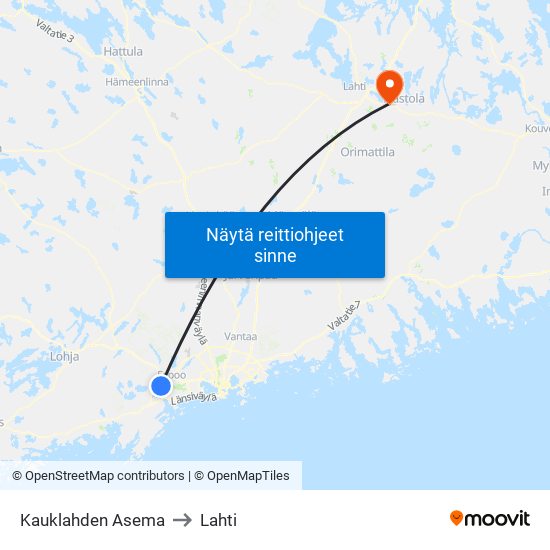 Kauklahden Asema to Lahti map