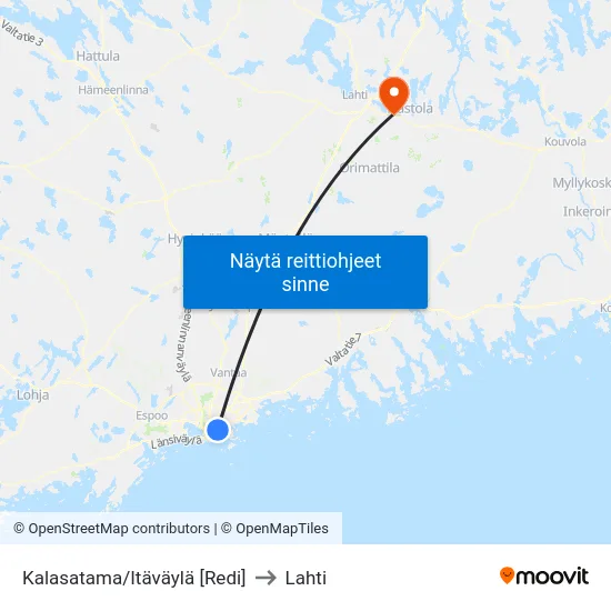 Kalasatama/Itäväylä [Redi] to Lahti map