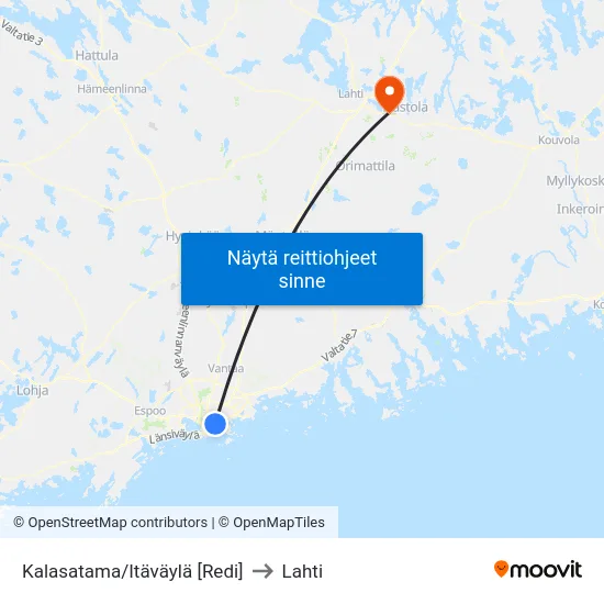 Kalasatama/Itäväylä [Redi] to Lahti map