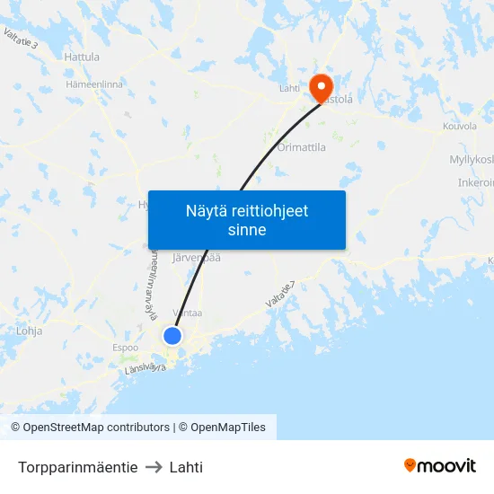 Torpparinmäentie to Lahti map