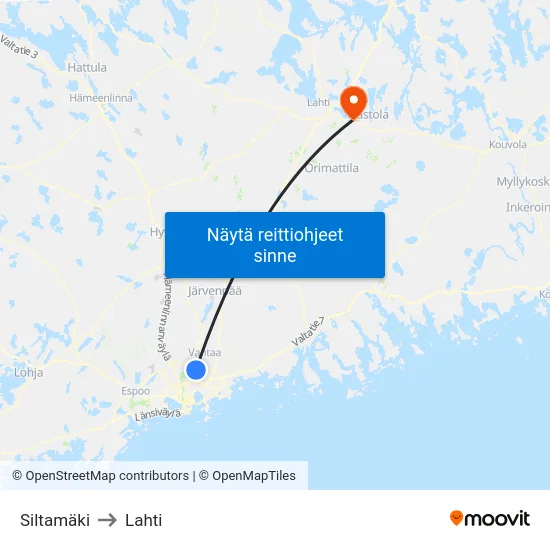 Siltamäki to Lahti map