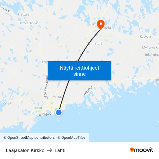 Laajasalon Kirkko to Lahti map