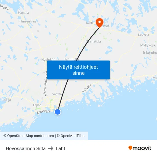 Hevossalmen Silta to Lahti map