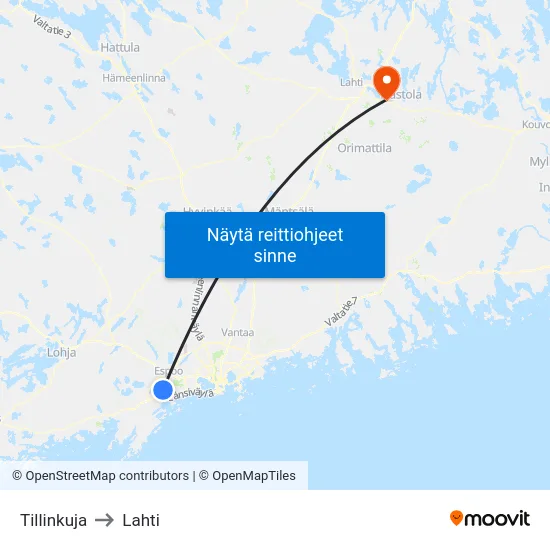 Tillinkuja to Lahti map