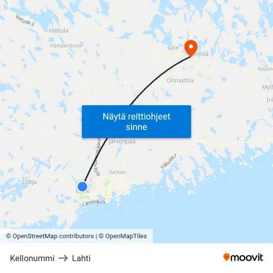 Kellonummi to Lahti map