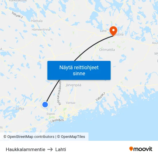 Haukkalammentie to Lahti map