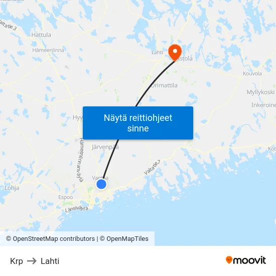 Krp to Lahti map