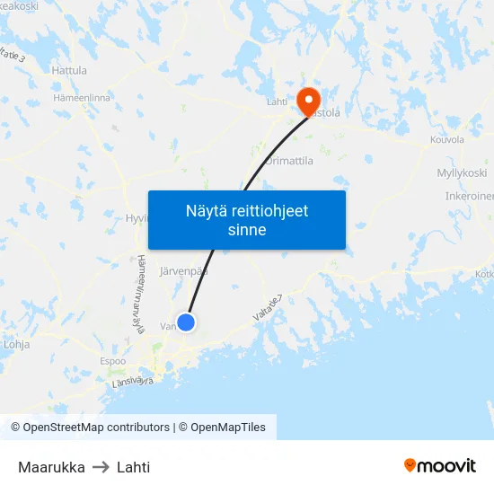 Maarukka to Lahti map