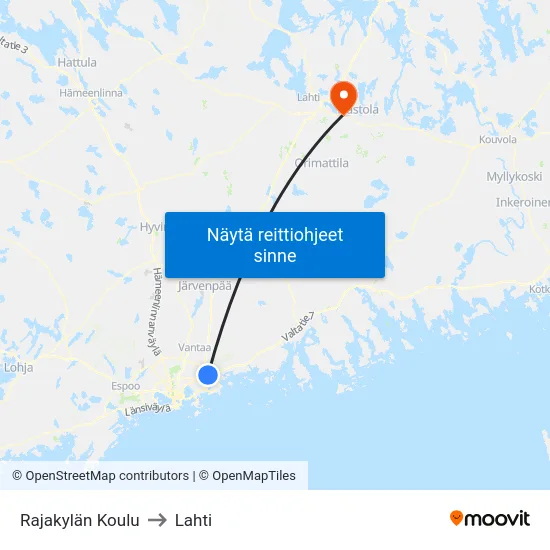 Rajakylän Koulu to Lahti map