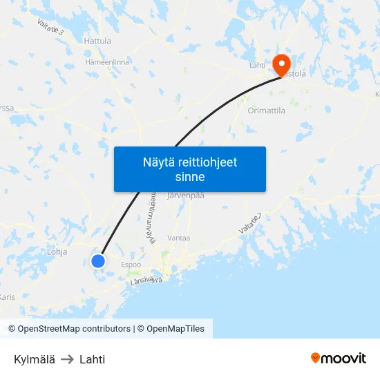 Kylmälä to Lahti map