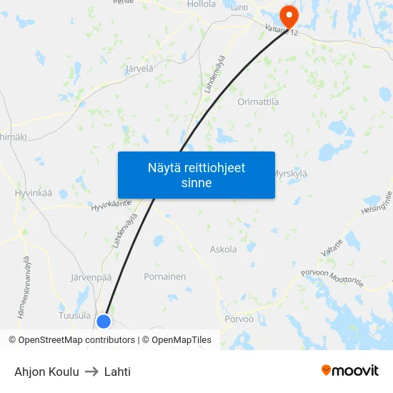 Ahjon Koulu to Lahti map