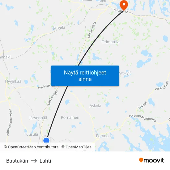 Bastukärr to Lahti map
