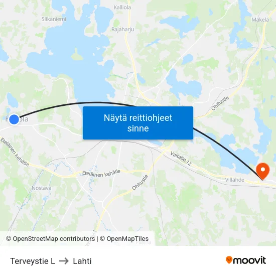 Terveystie L to Lahti map