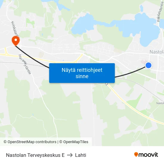 Nastolan Terveyskeskus E to Lahti map