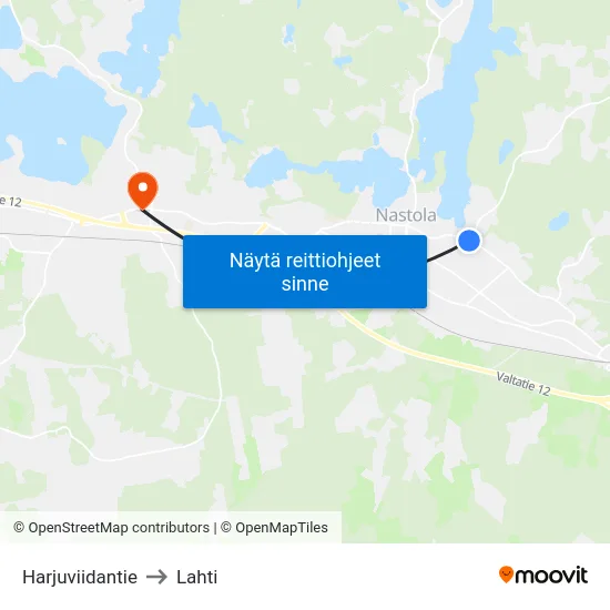 Harjuviidantie to Lahti map