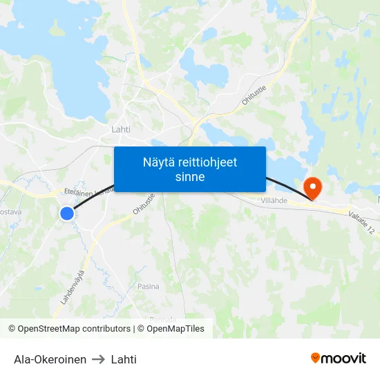 Ala-Okeroinen to Lahti map
