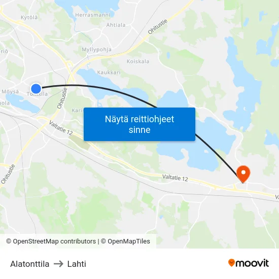 Alatonttila to Lahti map