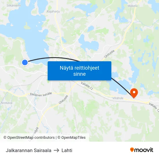Jalkarannan Sairaala to Lahti map