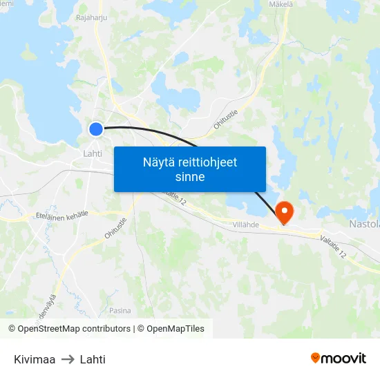 Kivimaa to Lahti map