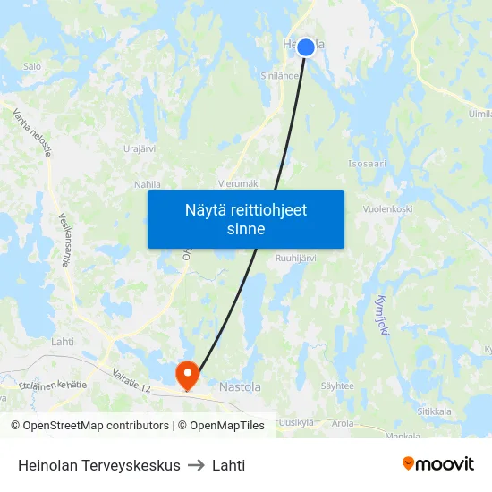 Heinolan Terveyskeskus to Lahti map