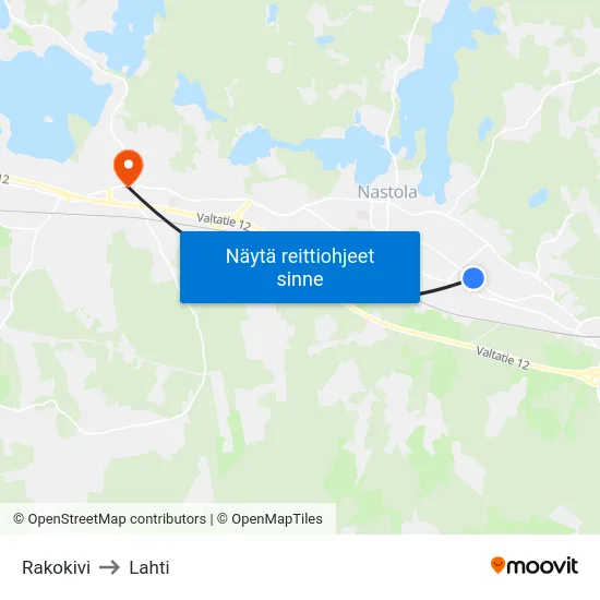 Rakokivi to Lahti map