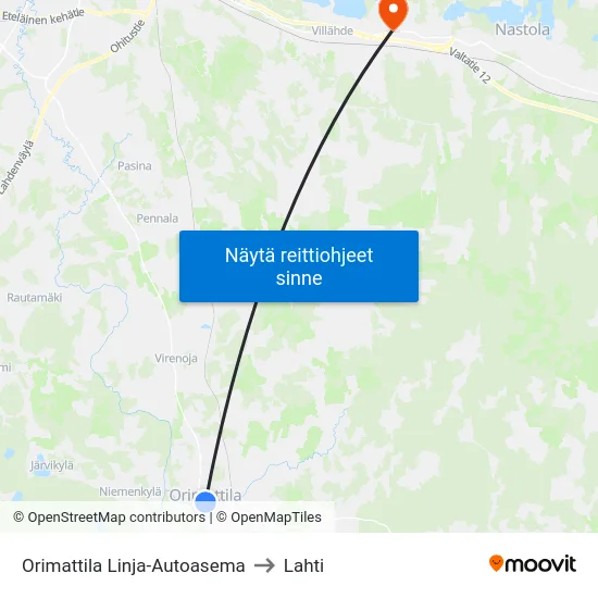 Orimattila Linja-Autoasema to Lahti map