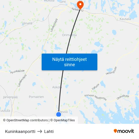 Kuninkaanportti to Lahti map