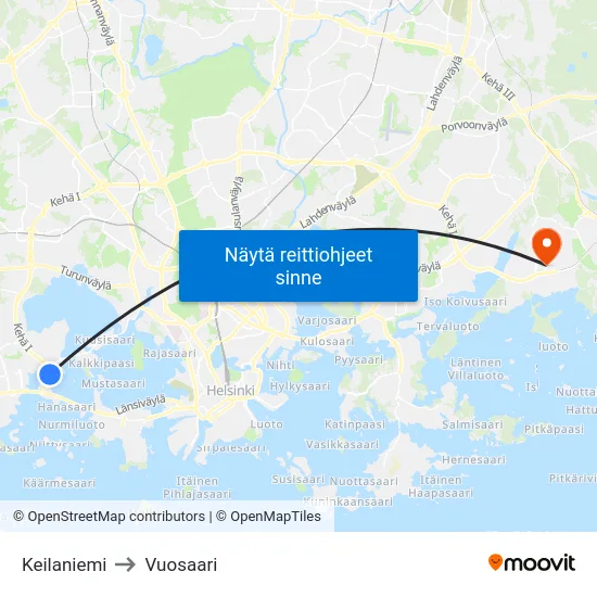 Keilaniemi to Vuosaari map