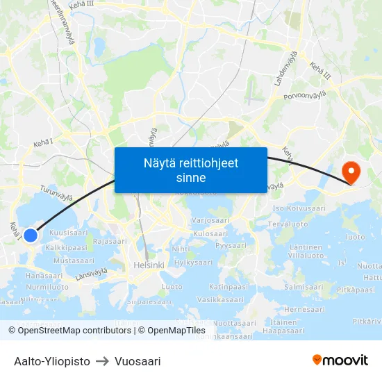 Aalto-Yliopisto to Vuosaari map