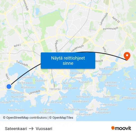 Sateenkaari to Vuosaari map