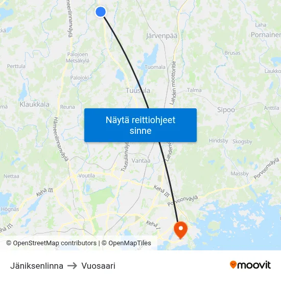 Jäniksenlinna to Vuosaari map