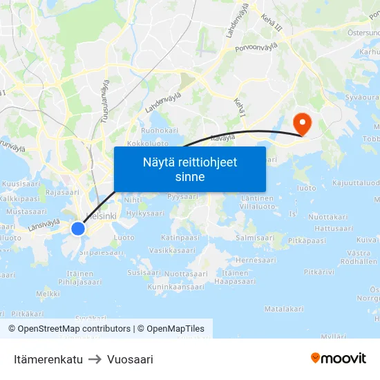 Itämerenkatu to Vuosaari map