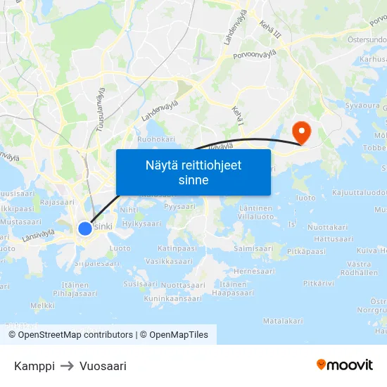 Kamppi to Vuosaari map