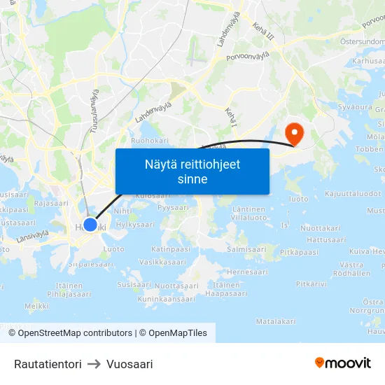 Rautatientori to Vuosaari map