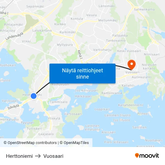 Herttoniemi to Vuosaari map