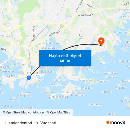 Hietalahdentori to Vuosaari map