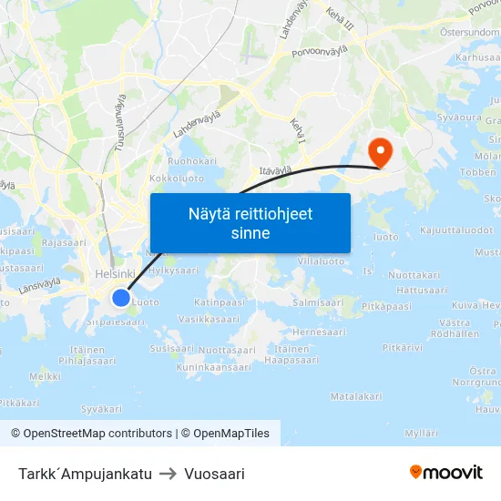 Tarkk´Ampujankatu to Vuosaari map