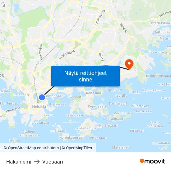 Hakaniemi Ⓜ️ to Vuosaari map