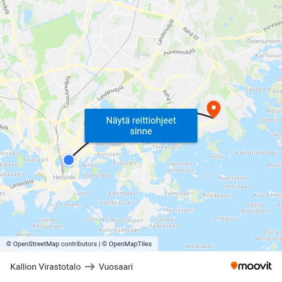 Kallion Virastotalo to Vuosaari map