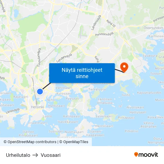 Urheilutalo to Vuosaari map
