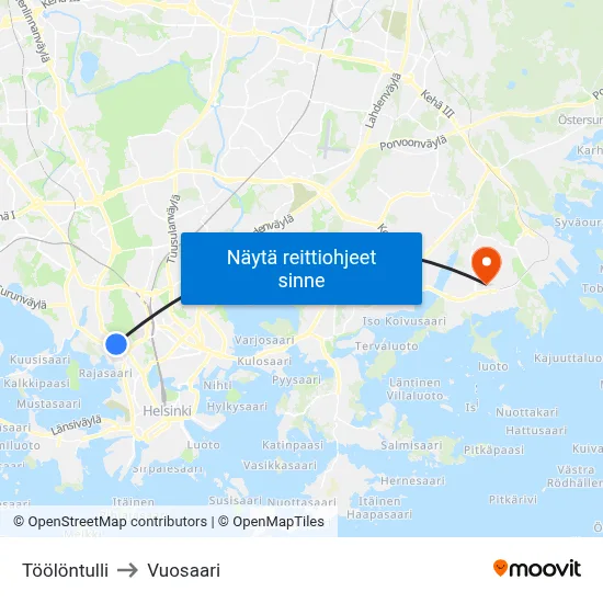 Töölöntulli to Vuosaari map